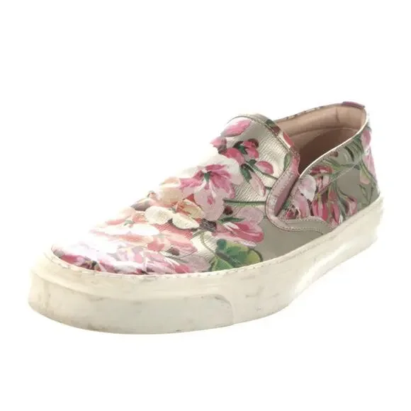 Gucci GG Supreme Monogram Blooms Slip On Low Sneakers Woman Sz 39.5 Pink - Picture 5 of 6